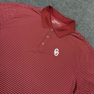 Nike Oklahoma Sooners OU Dri-Fit Polo Shirt Mens XXL Red Striped Golf Tour